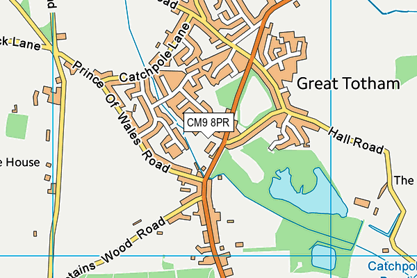 CM9 8PR map - OS VectorMap District (Ordnance Survey)