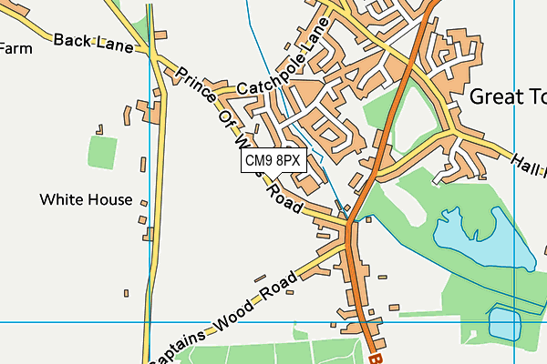CM9 8PX map - OS VectorMap District (Ordnance Survey)