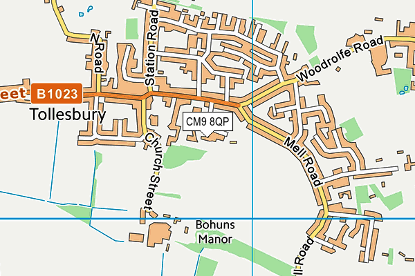 CM9 8QP map - OS VectorMap District (Ordnance Survey)