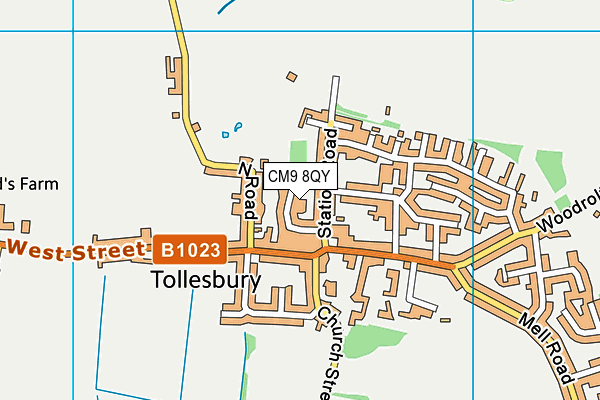 CM9 8QY map - OS VectorMap District (Ordnance Survey)