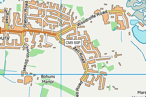 CM9 8SP map - OS VectorMap District (Ordnance Survey)