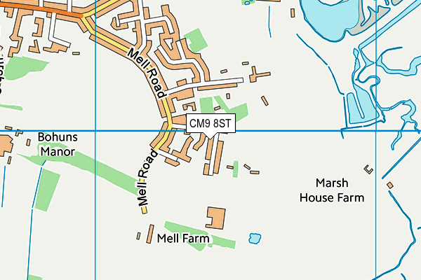 CM9 8ST map - OS VectorMap District (Ordnance Survey)