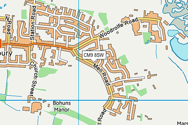 CM9 8SW map - OS VectorMap District (Ordnance Survey)