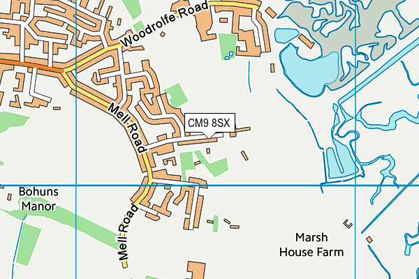 CM9 8SX map - OS VectorMap District (Ordnance Survey)