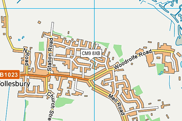 CM9 8XB map - OS VectorMap District (Ordnance Survey)