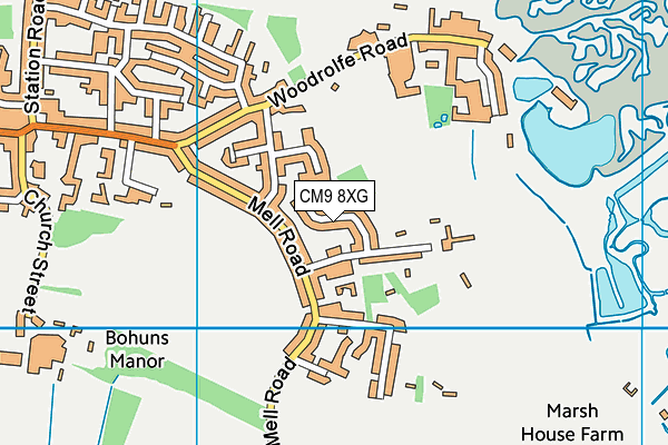 CM9 8XG map - OS VectorMap District (Ordnance Survey)