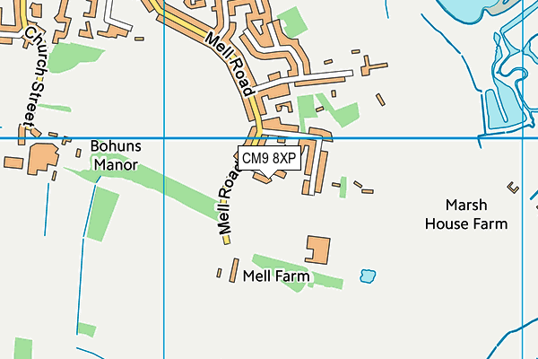 CM9 8XP map - OS VectorMap District (Ordnance Survey)
