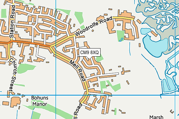 CM9 8XQ map - OS VectorMap District (Ordnance Survey)