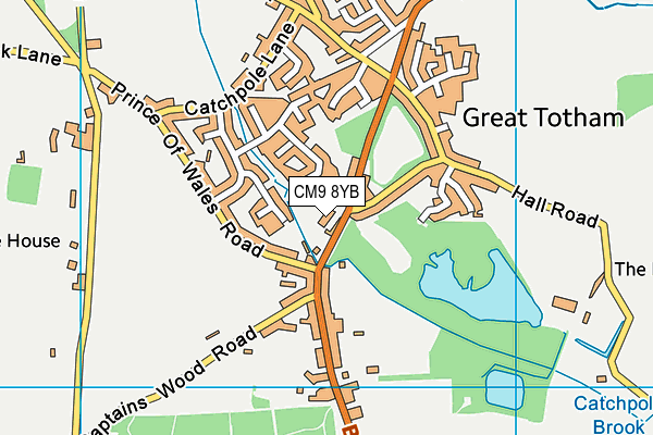 CM9 8YB map - OS VectorMap District (Ordnance Survey)