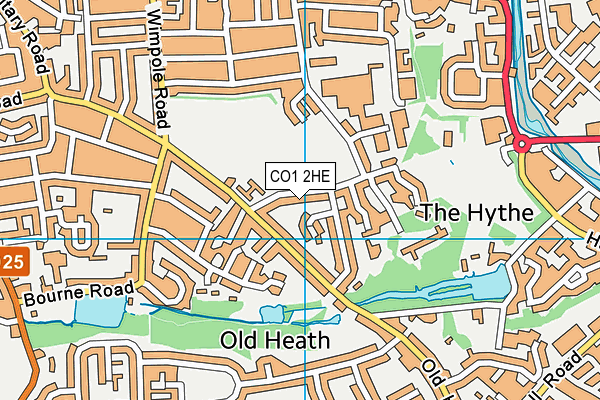 CO1 2HE map - OS VectorMap District (Ordnance Survey)