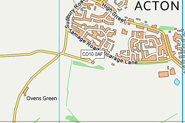 CO10 0AF map - OS VectorMap District (Ordnance Survey)