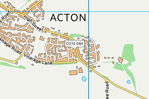 CO10 0AH map - OS VectorMap District (Ordnance Survey)