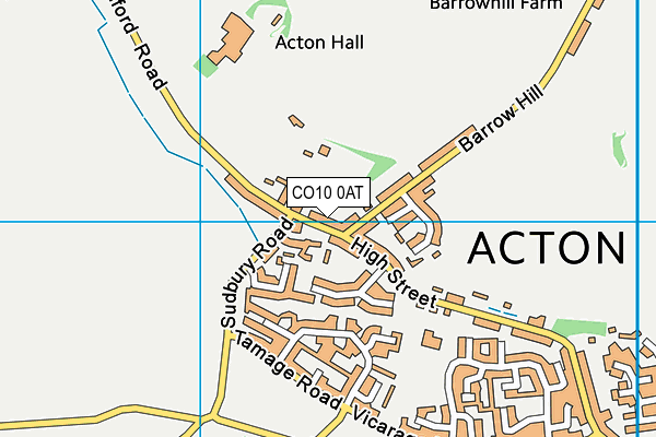 CO10 0AT map - OS VectorMap District (Ordnance Survey)