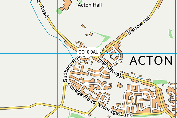 CO10 0AU map - OS VectorMap District (Ordnance Survey)