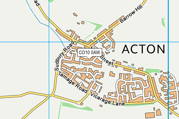 CO10 0AW map - OS VectorMap District (Ordnance Survey)