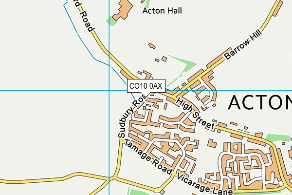 CO10 0AX map - OS VectorMap District (Ordnance Survey)