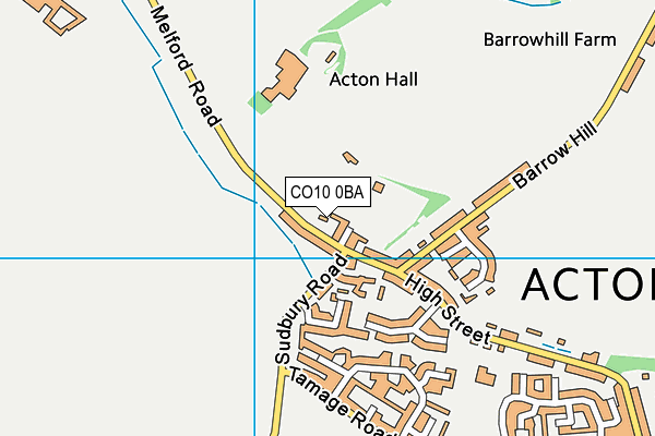Acton Village Hall map (CO10 0BA) - OS VectorMap District (Ordnance Survey)