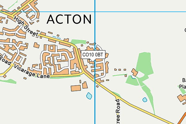 CO10 0BT map - OS VectorMap District (Ordnance Survey)