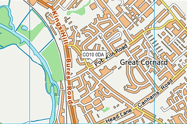 CO10 0DA map - OS VectorMap District (Ordnance Survey)