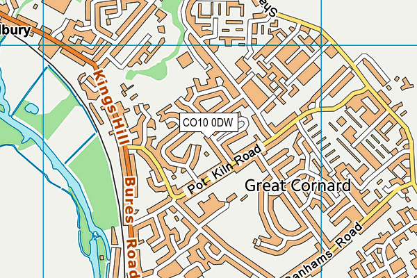 CO10 0DW map - OS VectorMap District (Ordnance Survey)