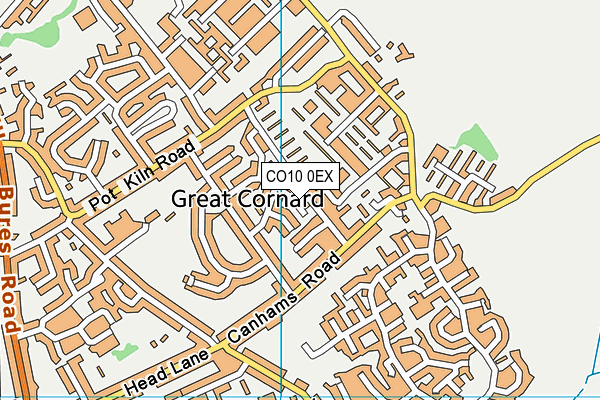 CO10 0EX map - OS VectorMap District (Ordnance Survey)