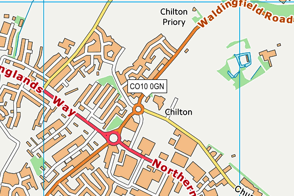 CO10 0GN map - OS VectorMap District (Ordnance Survey)