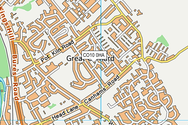 CO10 0HA map - OS VectorMap District (Ordnance Survey)