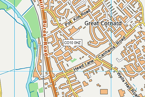 CO10 0HZ map - OS VectorMap District (Ordnance Survey)