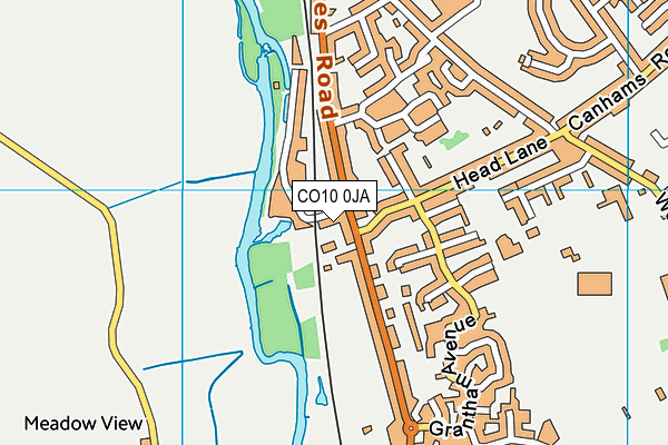 CO10 0JA map - OS VectorMap District (Ordnance Survey)