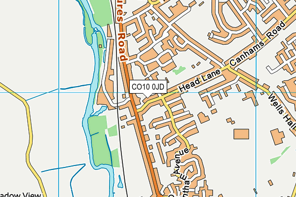 CO10 0JD map - OS VectorMap District (Ordnance Survey)