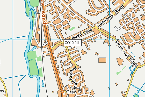 CO10 0JL map - OS VectorMap District (Ordnance Survey)