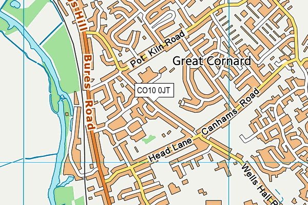 Great Cornard Recreation Ground map (CO10 0JT) - OS VectorMap District (Ordnance Survey)