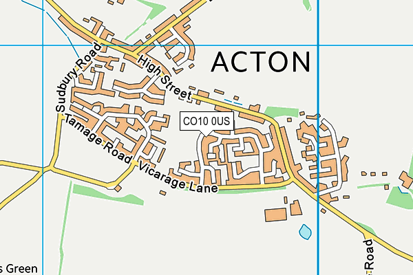Acton Church of England Voluntary Controlled Primary School map (CO10 0US) - OS VectorMap District (Ordnance Survey)