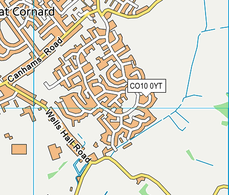 CO10 0YT map - OS VectorMap District (Ordnance Survey)