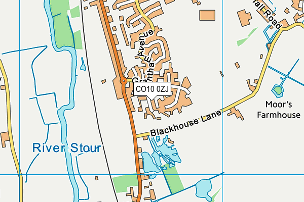 CO10 0ZJ map - OS VectorMap District (Ordnance Survey)