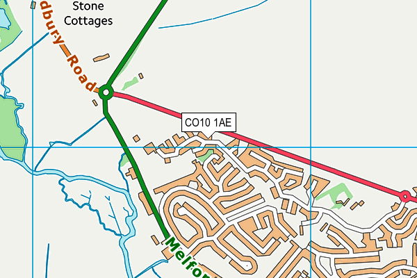 CO10 1AE map - OS VectorMap District (Ordnance Survey)