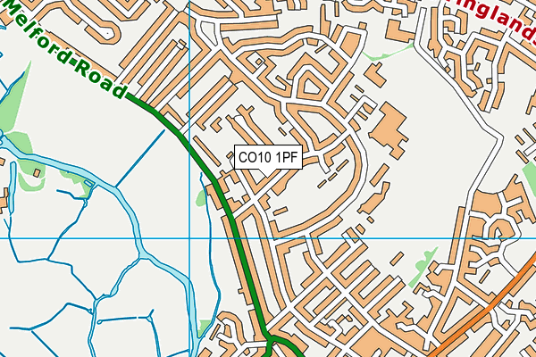 CO10 1PF map - OS VectorMap District (Ordnance Survey)