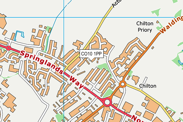 CO10 1PP map - OS VectorMap District (Ordnance Survey)