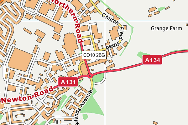 CO10 2BG map - OS VectorMap District (Ordnance Survey)