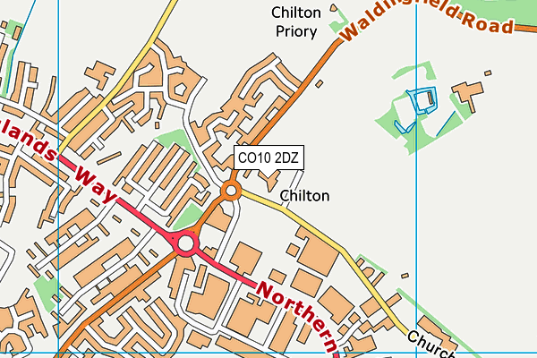 CO10 2DZ map - OS VectorMap District (Ordnance Survey)