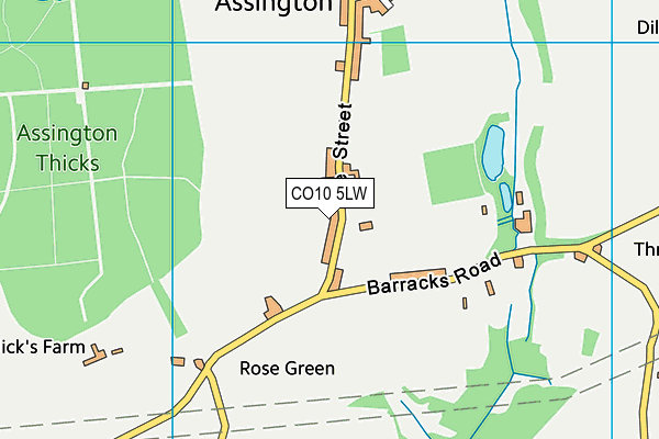 Assington Village Playing Field map (CO10 5LW) - OS VectorMap District (Ordnance Survey)