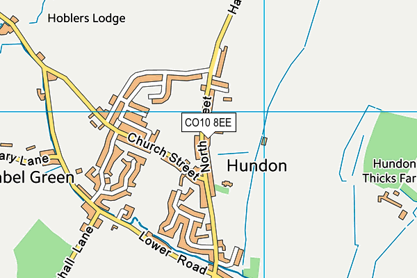 Hundon Village Hall Playing Field map (CO10 8EE) - OS VectorMap District (Ordnance Survey)