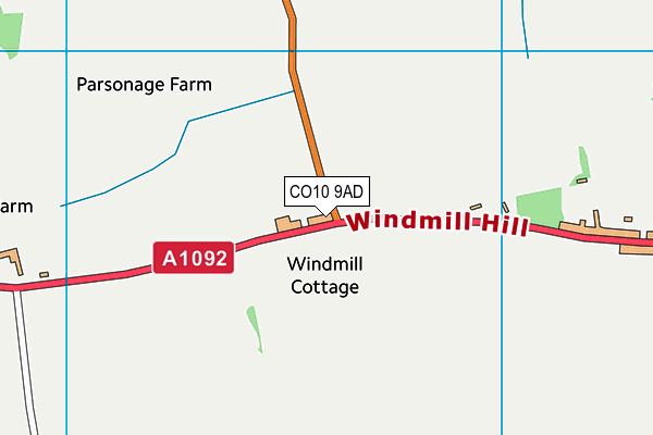 CO10 9AD map - OS VectorMap District (Ordnance Survey)