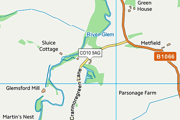 CO10 9AG map - OS VectorMap District (Ordnance Survey)