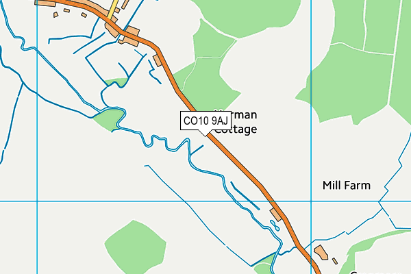 CO10 9AJ map - OS VectorMap District (Ordnance Survey)