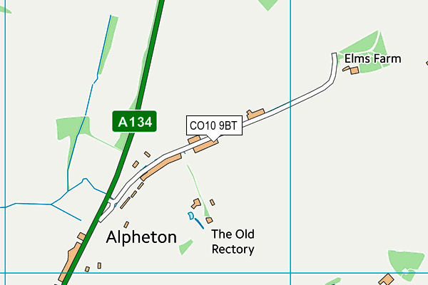 Alpheton Jubilee Hall map (CO10 9BT) - OS VectorMap District (Ordnance Survey)