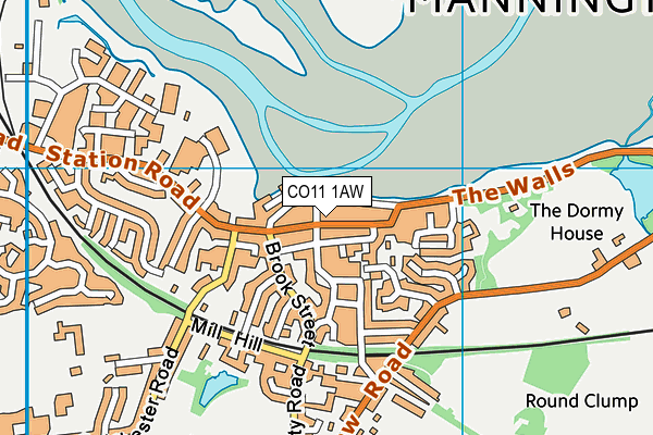 CO11 1AW map - OS VectorMap District (Ordnance Survey)