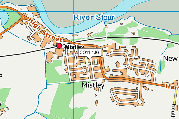 CO11 1JG map - OS VectorMap District (Ordnance Survey)