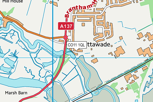 CO11 1QL map - OS VectorMap District (Ordnance Survey)