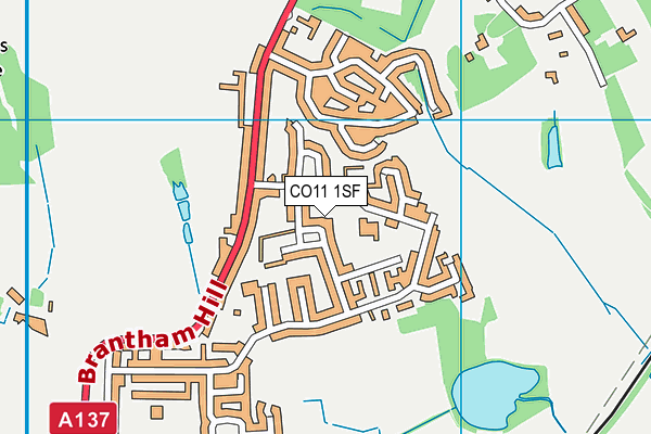 CO11 1SF map - OS VectorMap District (Ordnance Survey)